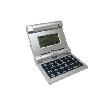 Folding Calculator With Built In Calendar And Clock (Pocket Size)